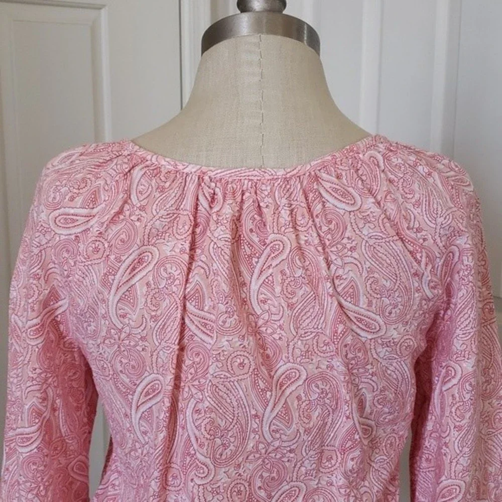 St. John’s Bay Coral Paisley Boho Peasant Top Petite Large - Picture 4 of 10